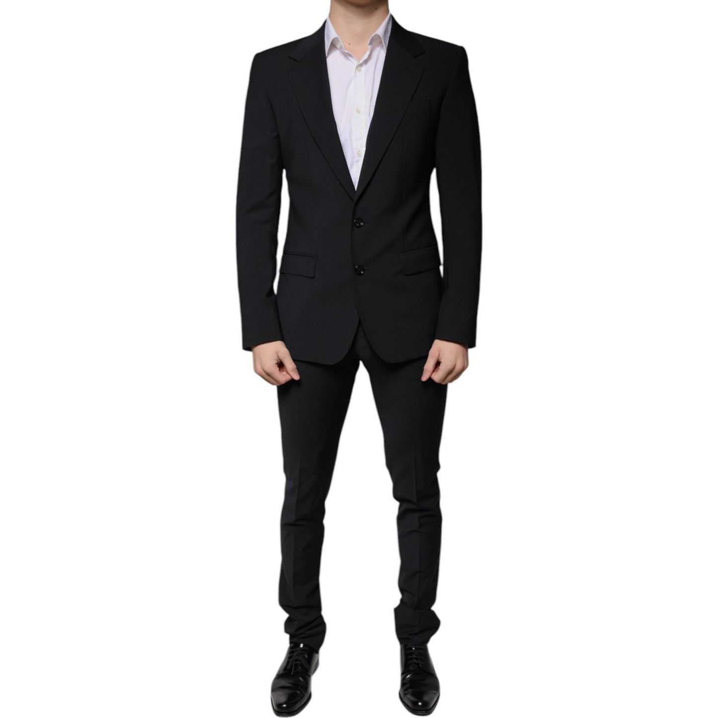Dolce & Gabbana Black Wool 3 Piece Slim Fit Formal Men Suit Dolce & Gabbana Black