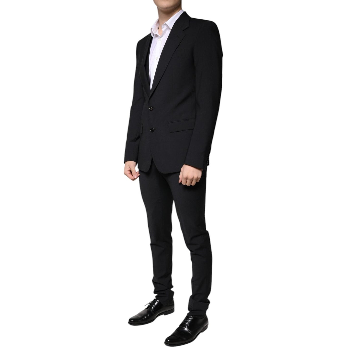 Dolce & Gabbana Black Wool 3 Piece Slim Fit Formal Men Suit Dolce & Gabbana Black