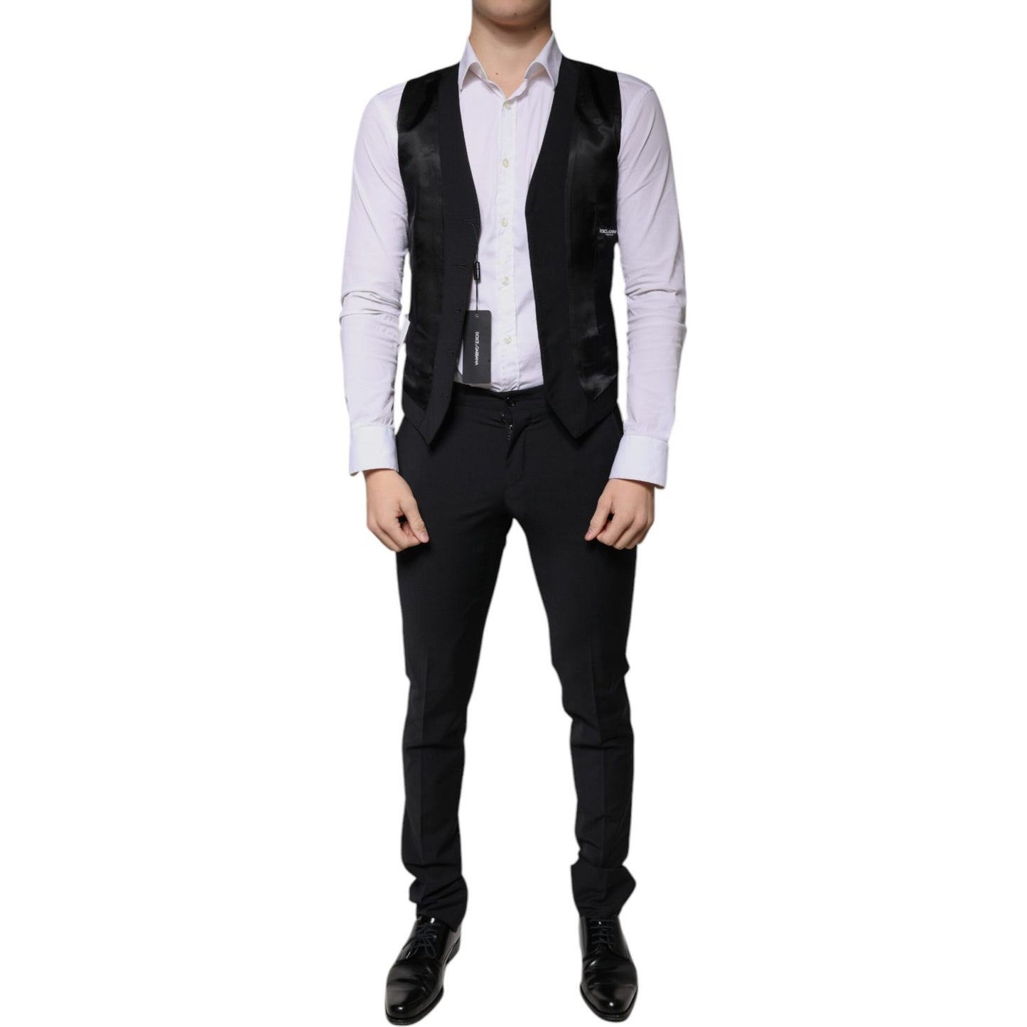 Dolce & Gabbana Black Wool 3 Piece Slim Fit Formal Men Suit Dolce & Gabbana Black