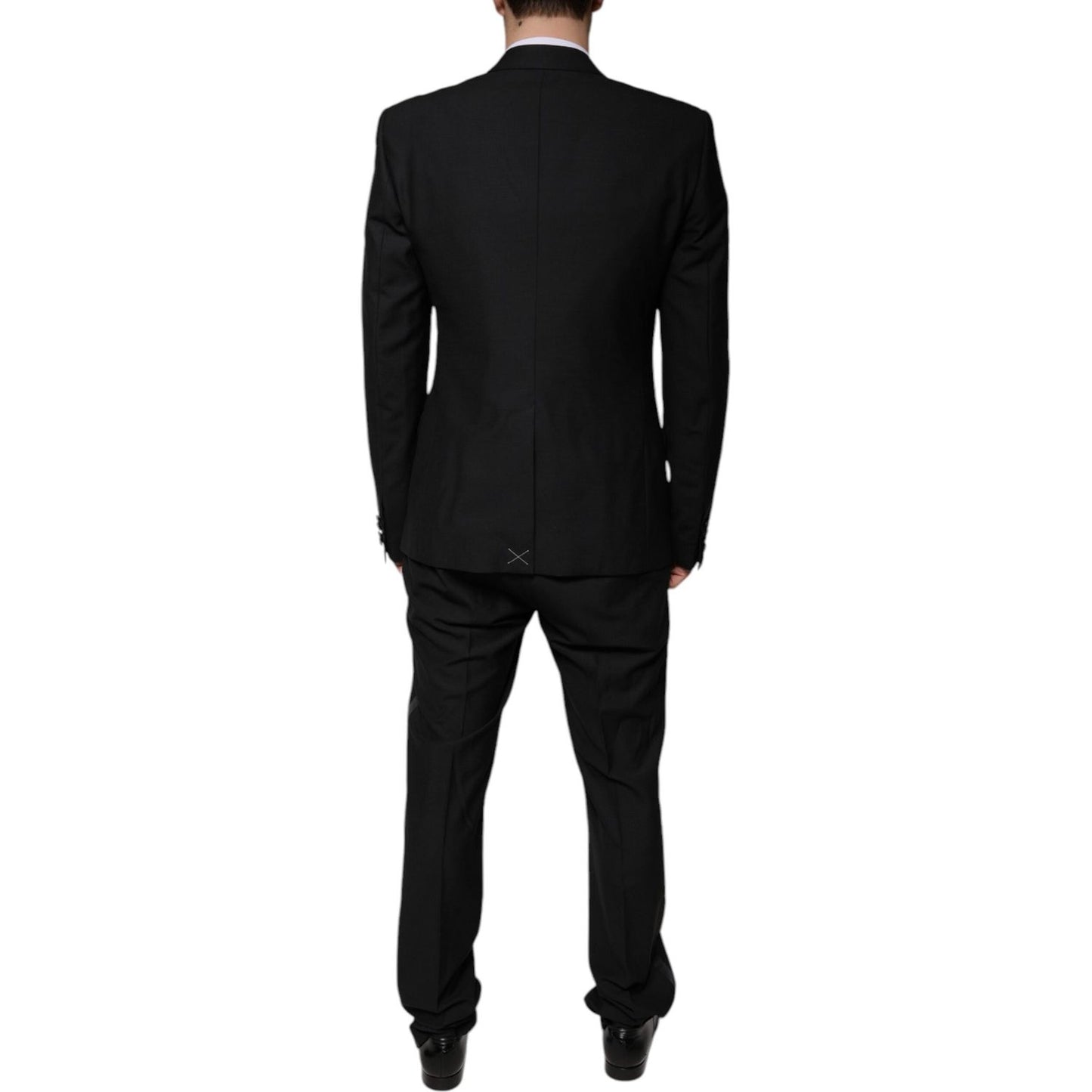 Dolce & Gabbana Black Wool 3 Piece Slim Fit Formal Suit Dolce & Gabbana Black