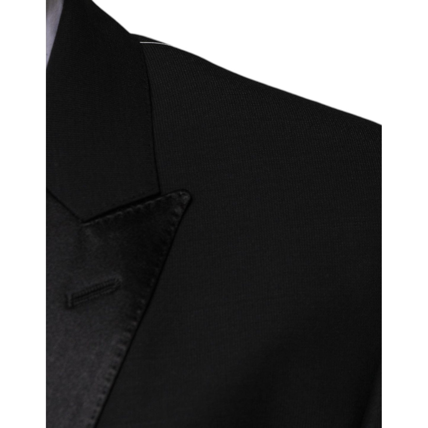 Dolce & Gabbana Black Wool 3 Piece Slim Fit Formal Suit Dolce & Gabbana Black