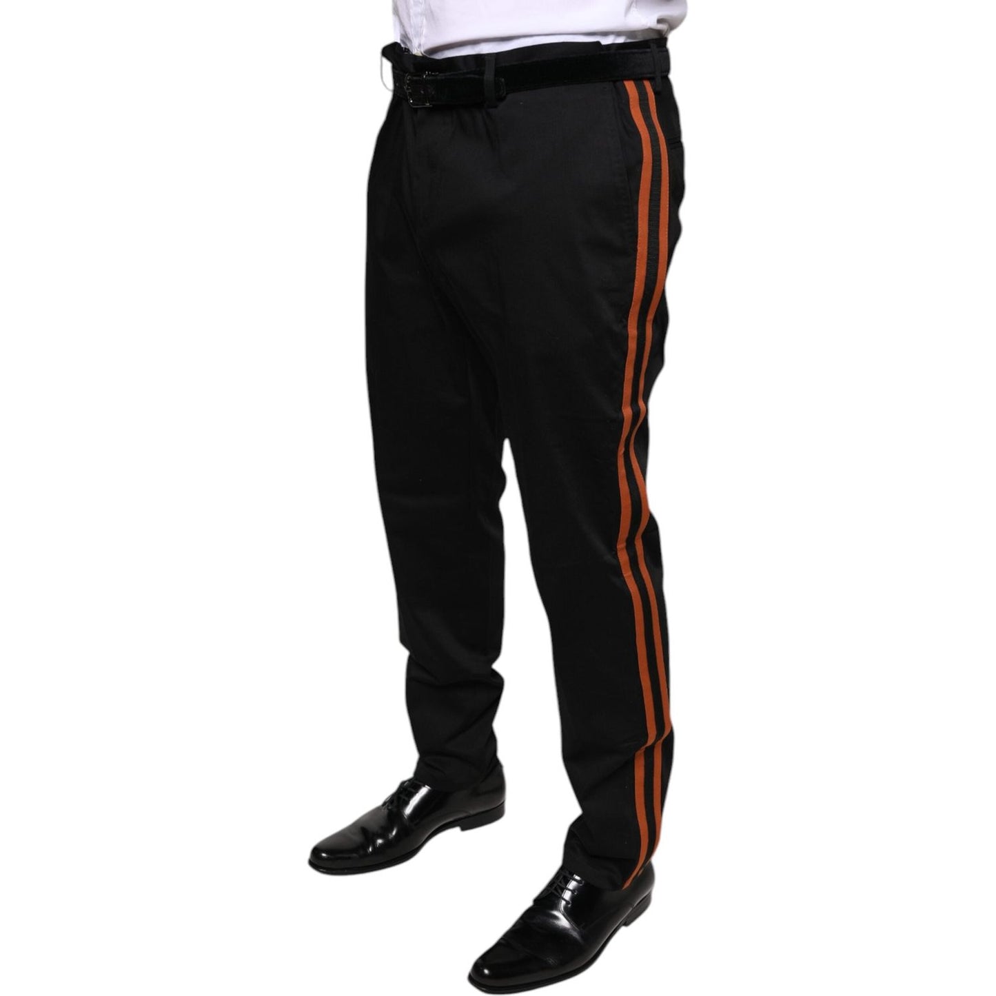 Dolce & Gabbana Black Cotton Stretch Skinny Men Dress Pants Dolce & Gabbana Black