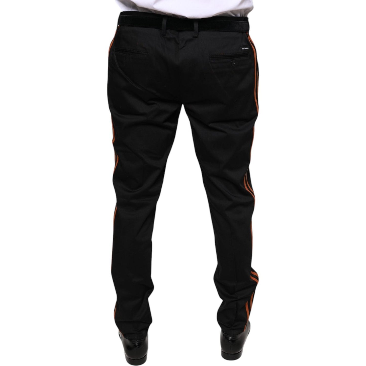Dolce & Gabbana Black Cotton Stretch Skinny Men Dress Pants Dolce & Gabbana Black