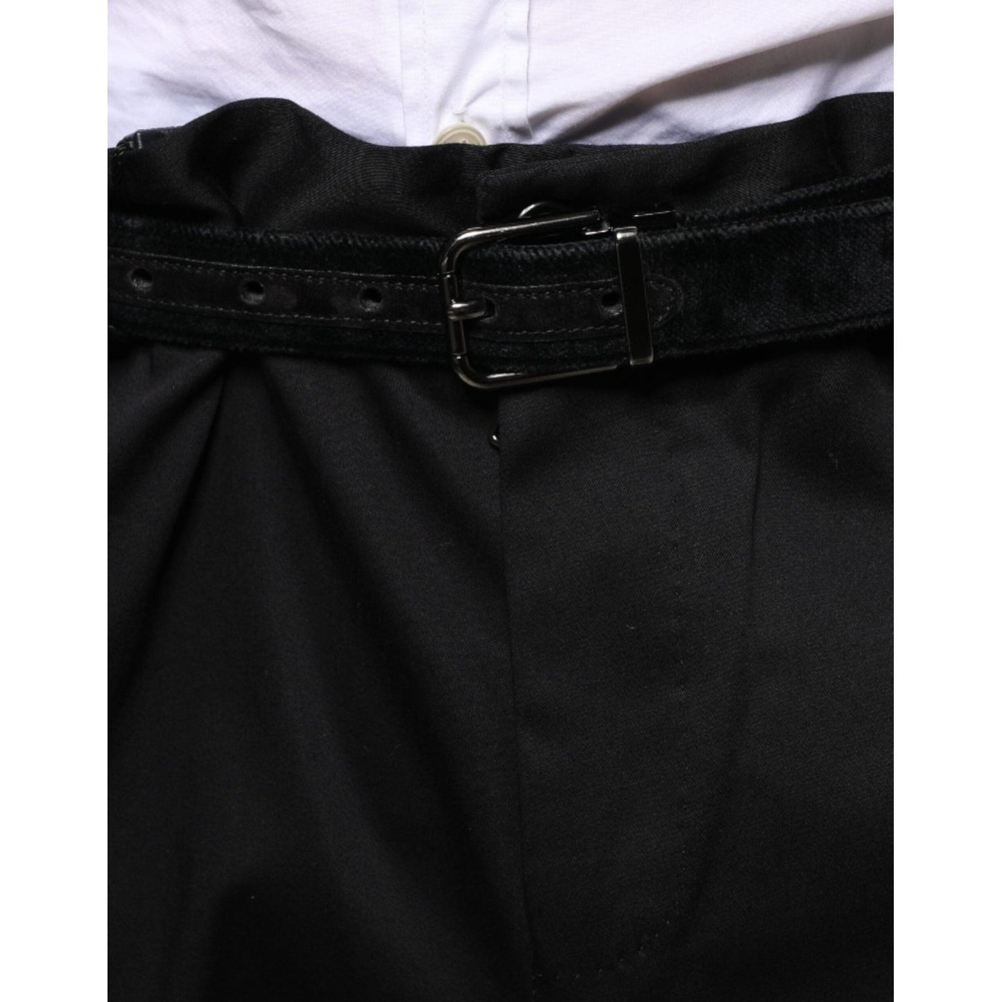 Dolce & Gabbana Black Cotton Stretch Skinny Men Dress Pants Dolce & Gabbana Black