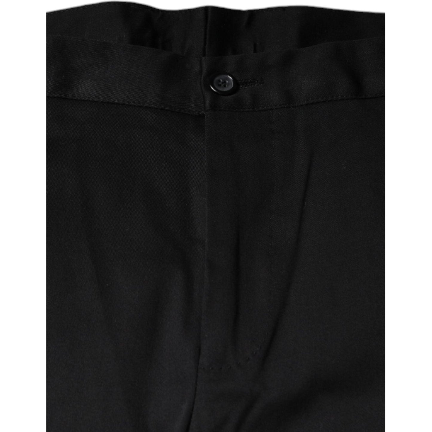 Dolce & Gabbana Black Cotton Stretch Skinny Men Dress Pants Dolce & Gabbana Black