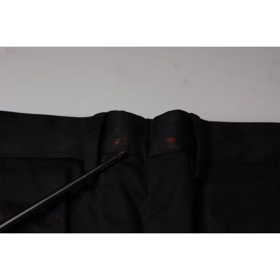 Dolce & Gabbana Black Cotton Stretch Skinny Men Dress Pants Dolce & Gabbana Black