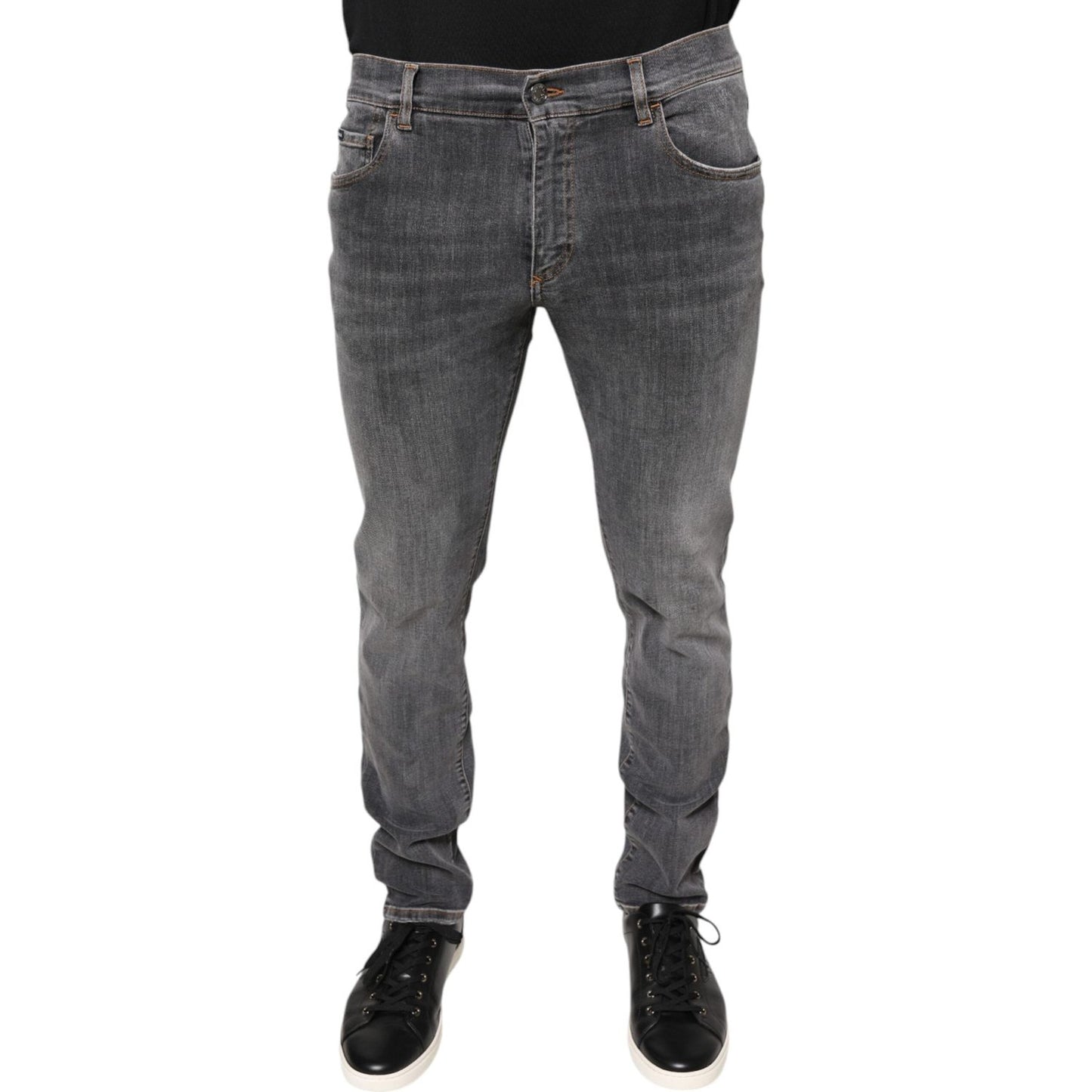 Dolce & Gabbana Dark Gray Cotton Stretch Skinny Denim Jeans Dolce & Gabbana Dark Slate Gray