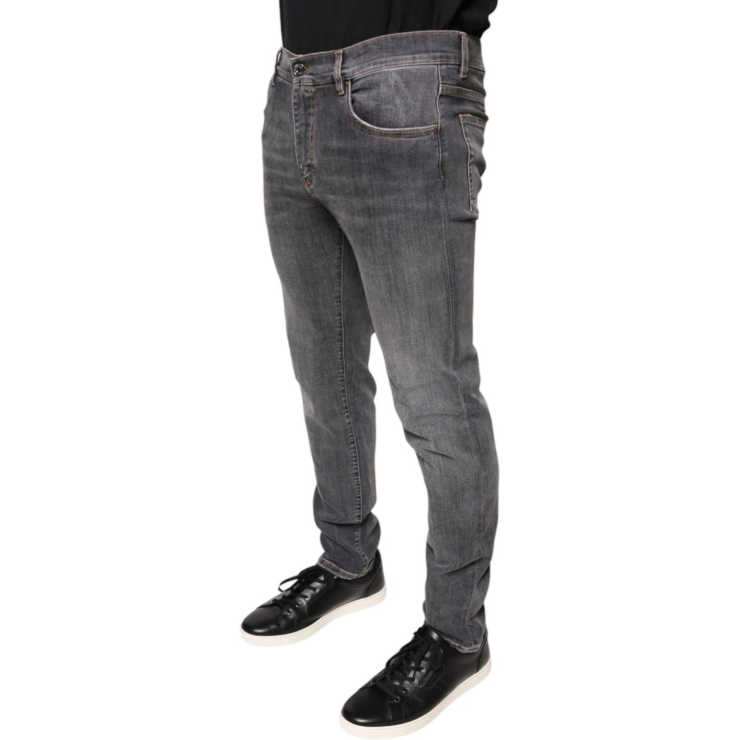 Dolce & Gabbana Dark Gray Cotton Stretch Skinny Denim Jeans Dolce & Gabbana Dark Slate Gray