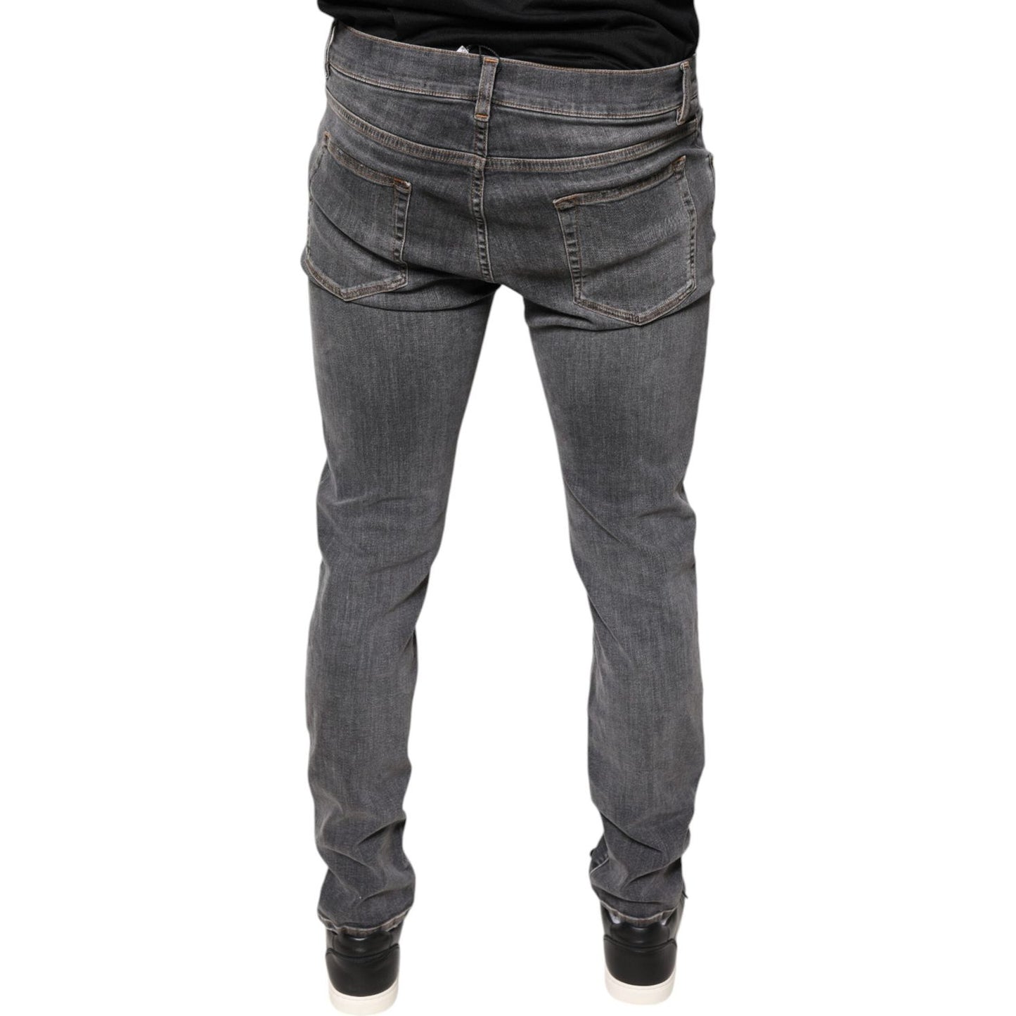 Dolce & Gabbana Dark Gray Cotton Stretch Skinny Denim Jeans Dolce & Gabbana Dark Slate Gray