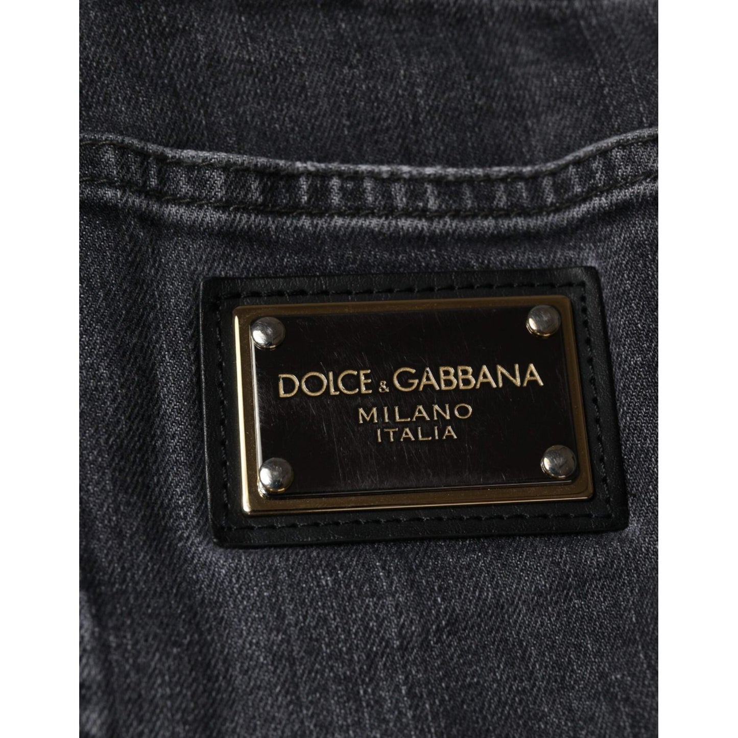 Dolce & Gabbana Dark Gray Tattered Cotton Skinny Denim Jeans Dolce & Gabbana Dark Slate Gray
