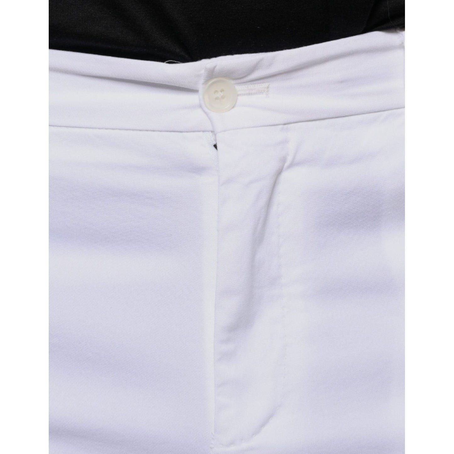 Dolce & Gabbana White Cotton Skinny Dress Pants Dolce & Gabbana Light Gray