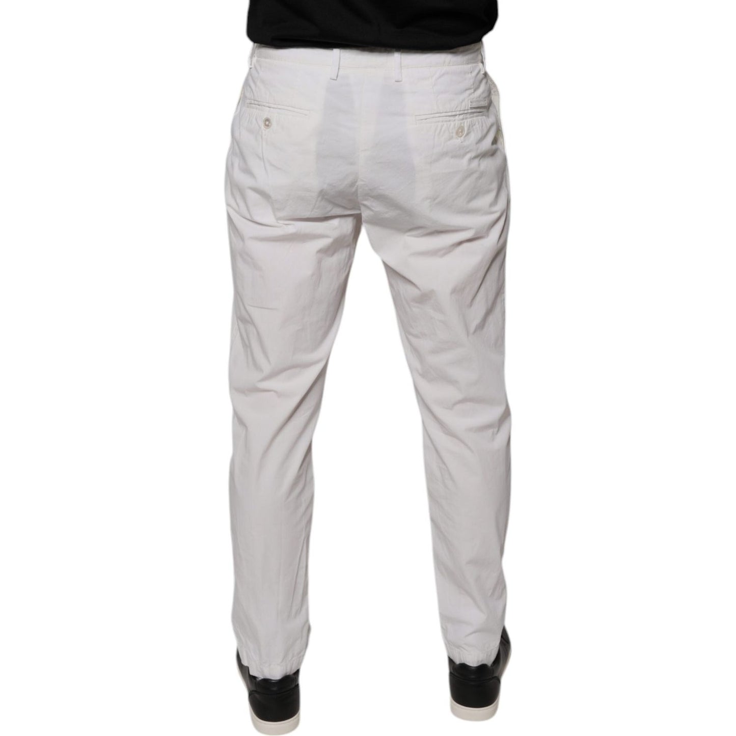 Dolce & Gabbana White Cotton Skinny Dress Pants Dolce & Gabbana Gray