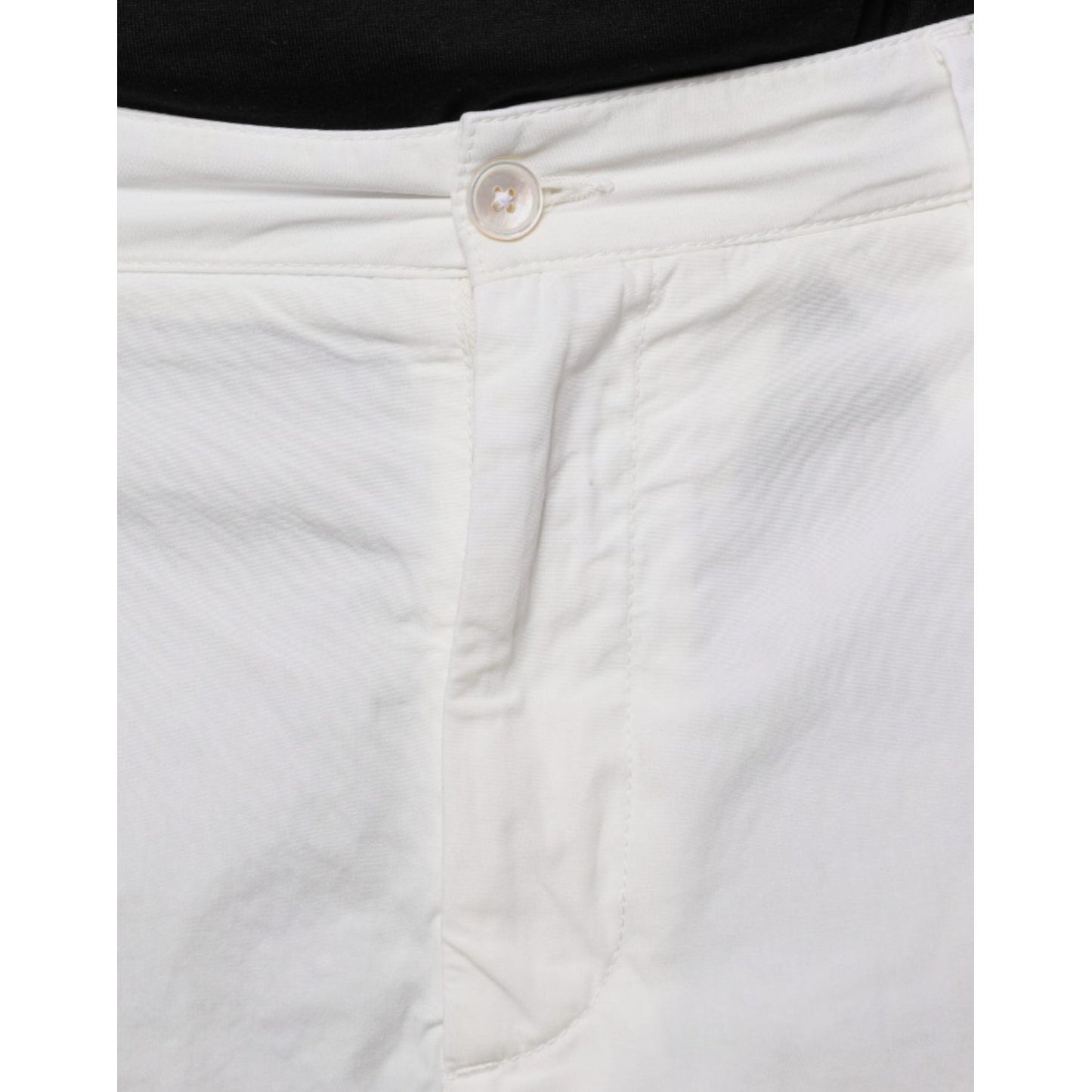 Dolce & Gabbana White Cotton Skinny Dress Pants Dolce & Gabbana Light Gray