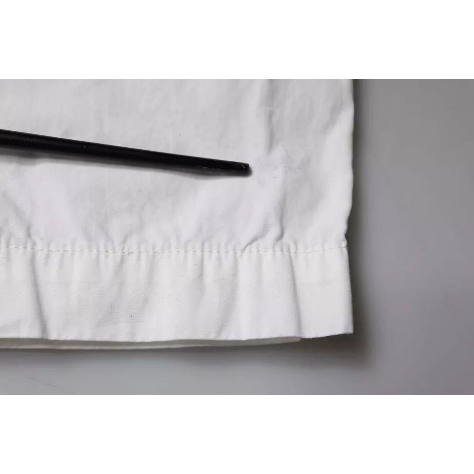 Dolce & Gabbana White Cotton Skinny Dress Pants Dolce & Gabbana Gray