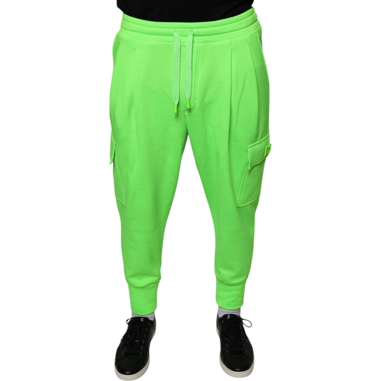 Dolce & Gabbana Neon Green Polyester Cargo Jogger Sweatpants Pants Dolce & Gabbana Yellow Green
