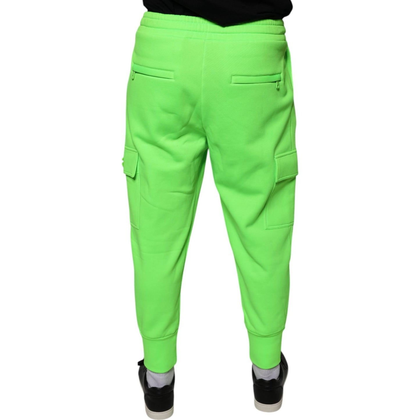 Dolce & Gabbana Neon Green Polyester Cargo Jogger Sweatpants Pants Dolce & Gabbana Light Green