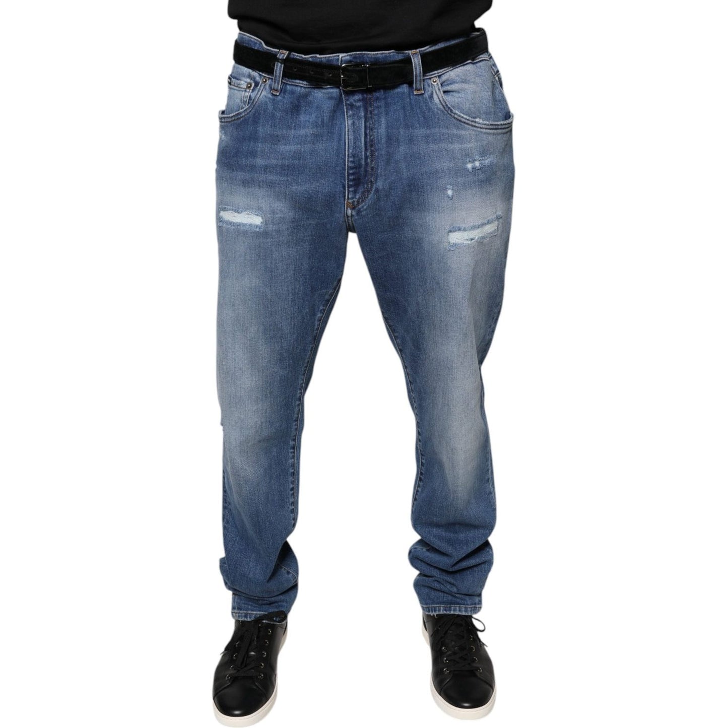Dolce & Gabbana Blue Washed Cotton Stretch Men Denim Jeans Dolce & Gabbana Dim Gray