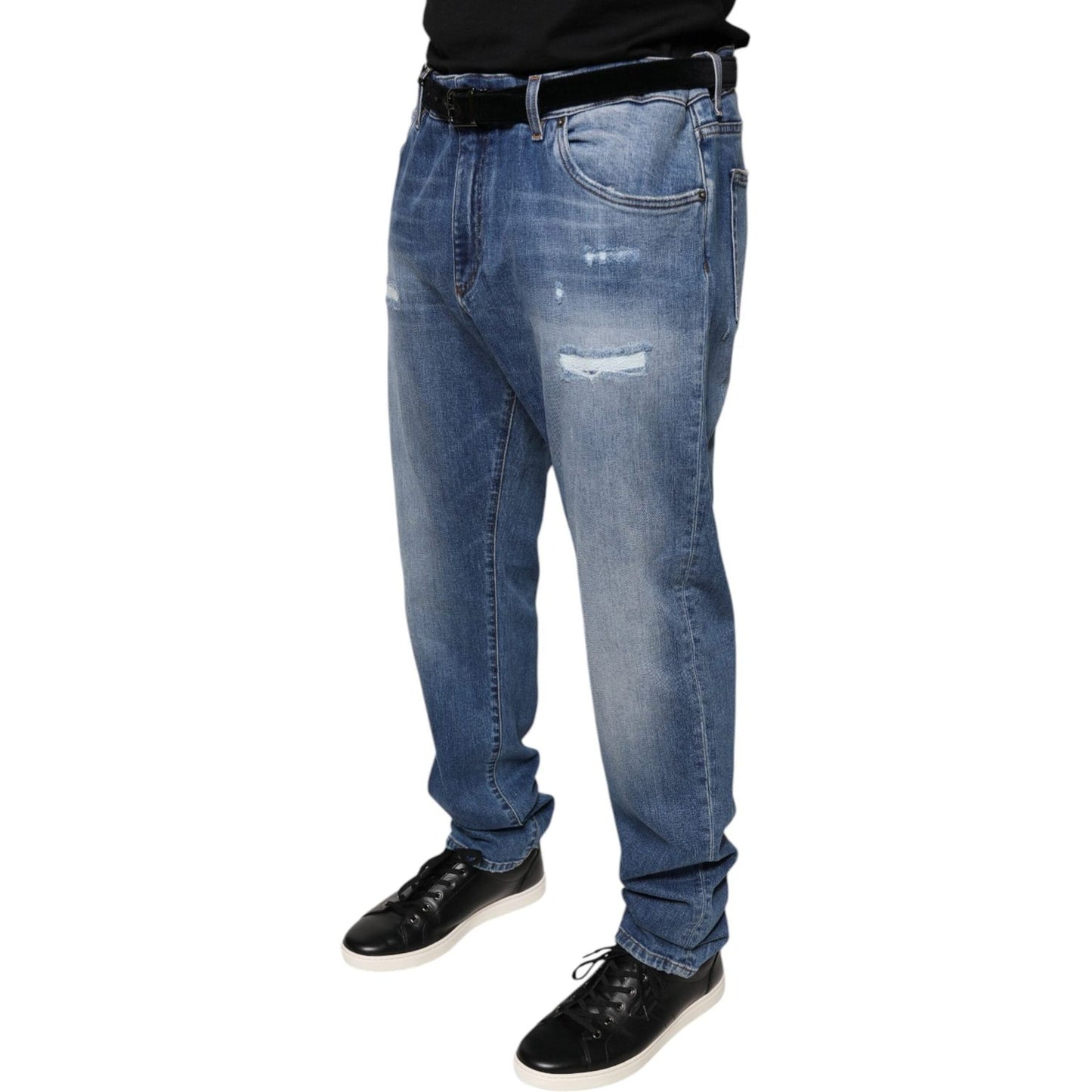 Dolce & Gabbana Blue Washed Cotton Stretch Men Denim Jeans Dolce & Gabbana Dim Gray