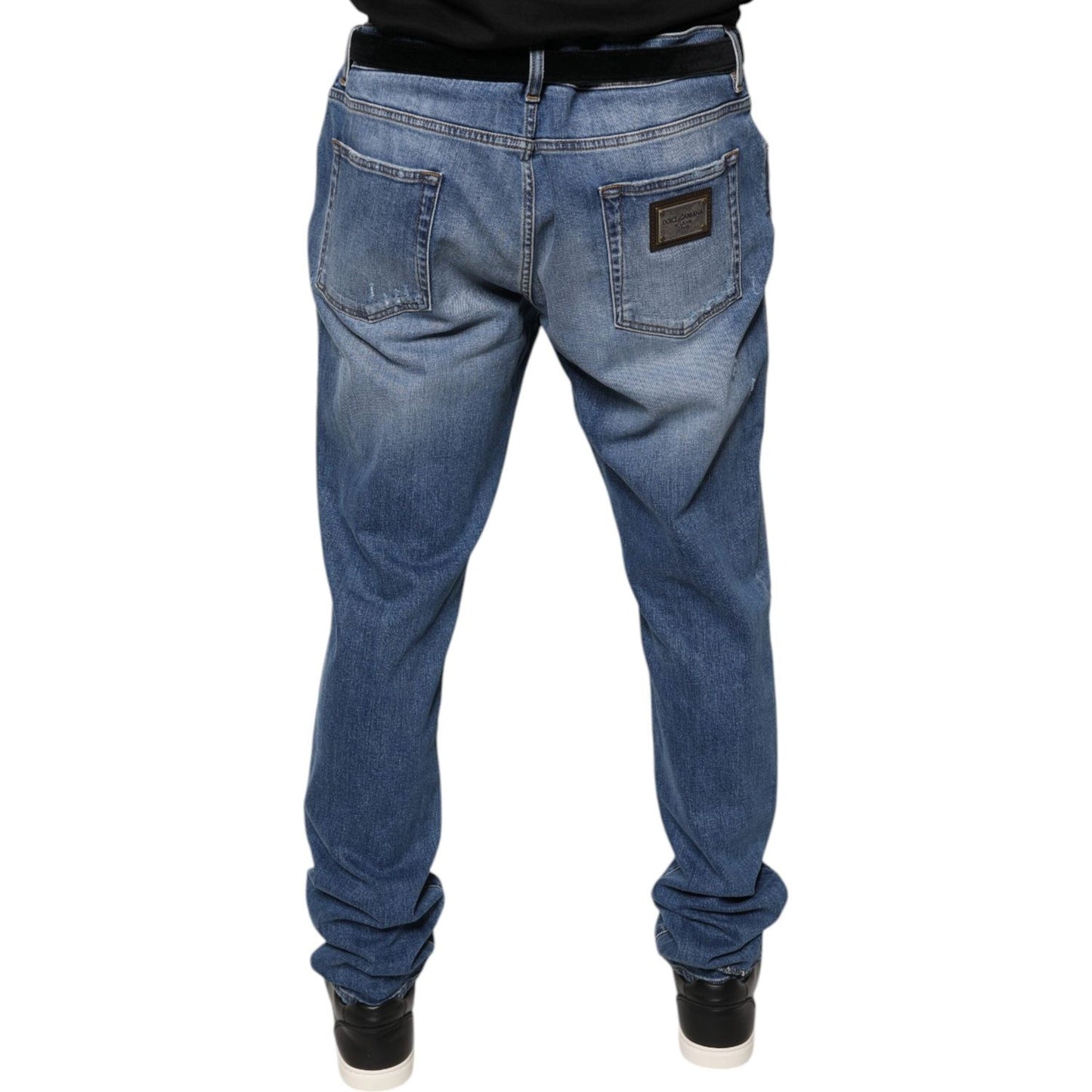 Dolce & Gabbana Blue Washed Cotton Stretch Men Denim Jeans Dolce & Gabbana Dim Gray