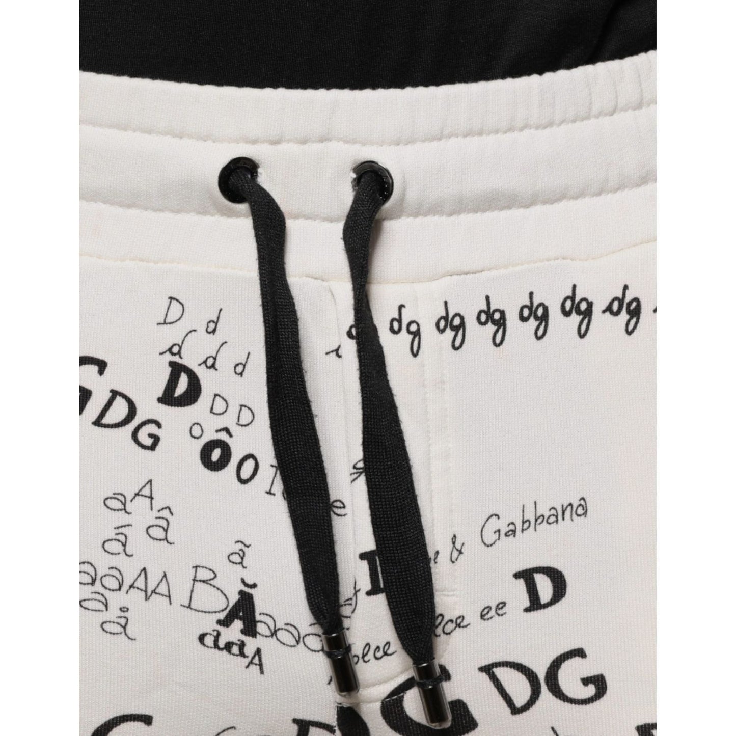 Dolce & Gabbana White Printed Cotton Jogger Sweatpants Pants Dolce & Gabbana Black