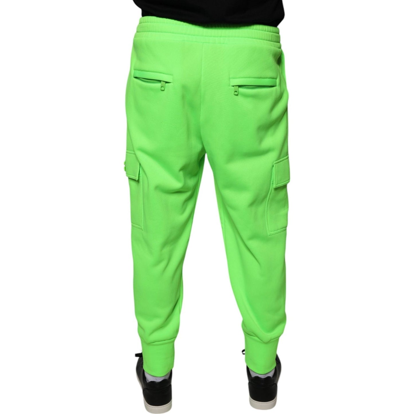 Dolce & Gabbana Neon Green Polyester Cargo Jogger Sweatpants Pants Dolce & Gabbana Light Green
