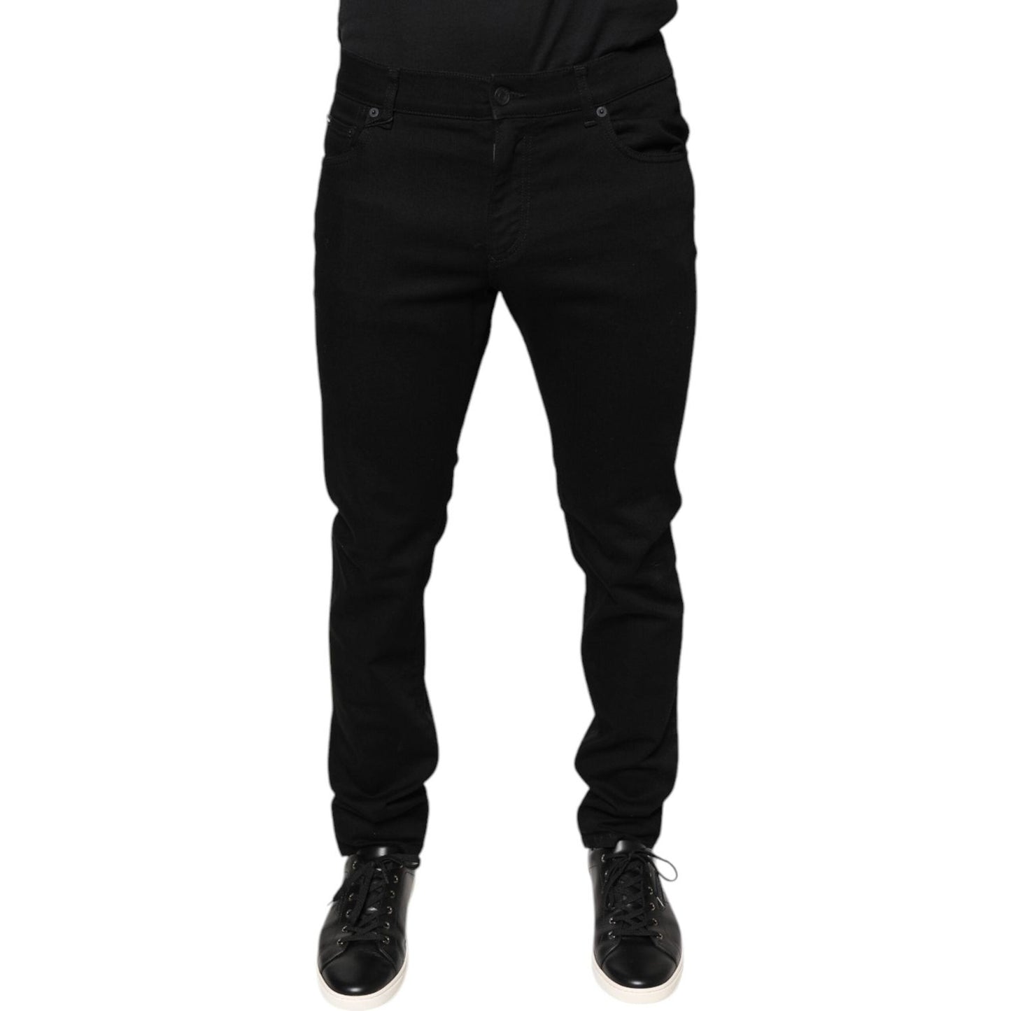 Dolce & Gabbana Black Cotton Stretch Skinny Men Denim Jeans Dolce & Gabbana Black