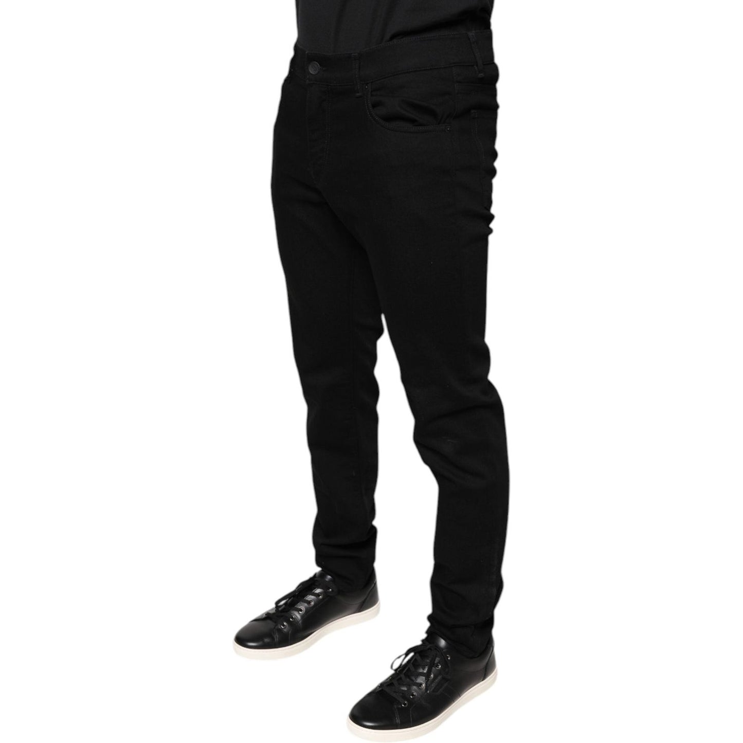 Dolce & Gabbana Black Cotton Stretch Skinny Men Denim Jeans Dolce & Gabbana Black
