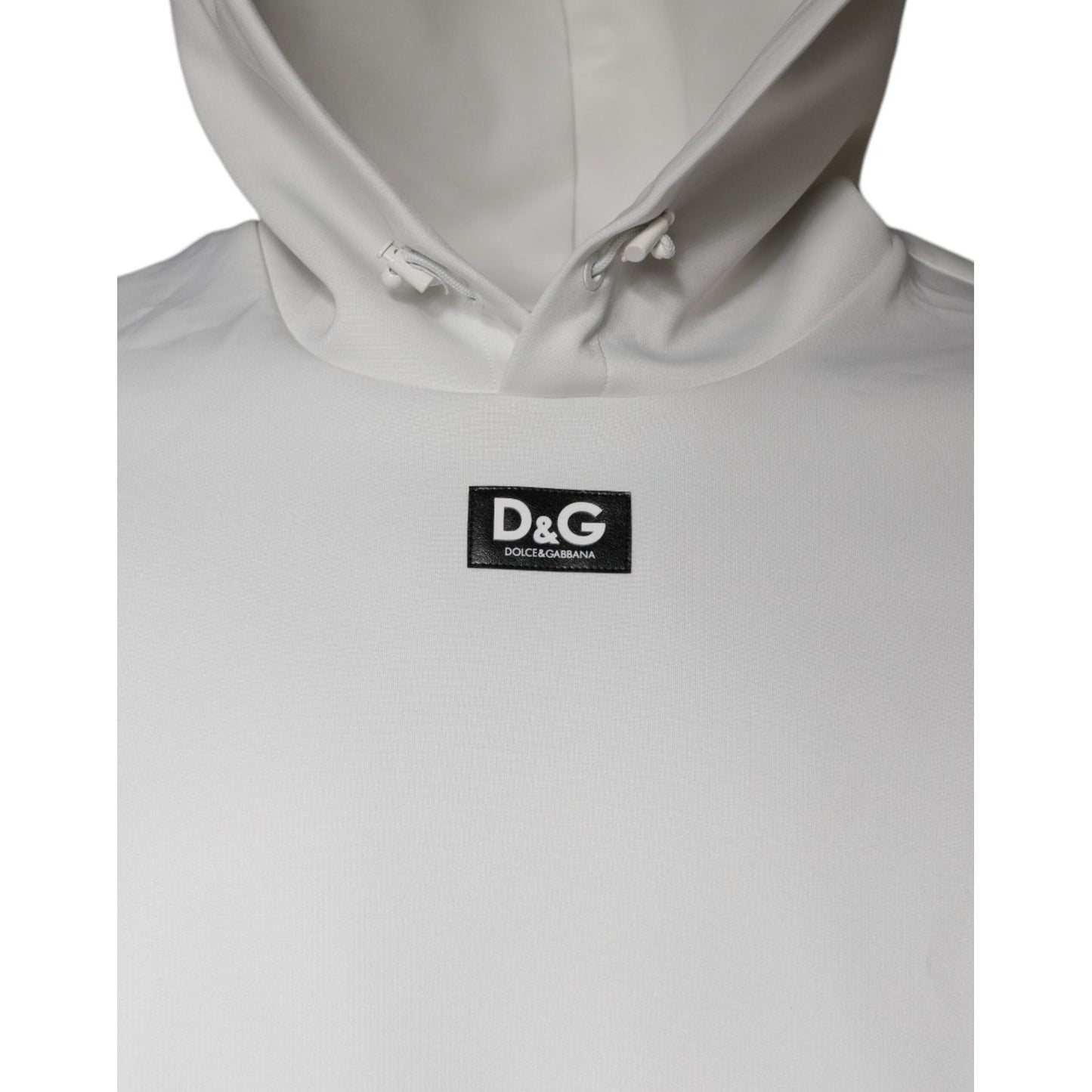 Dolce & Gabbana White D&G Logo Hooded Men Sweatshirt Sweater Dolce & Gabbana Gray