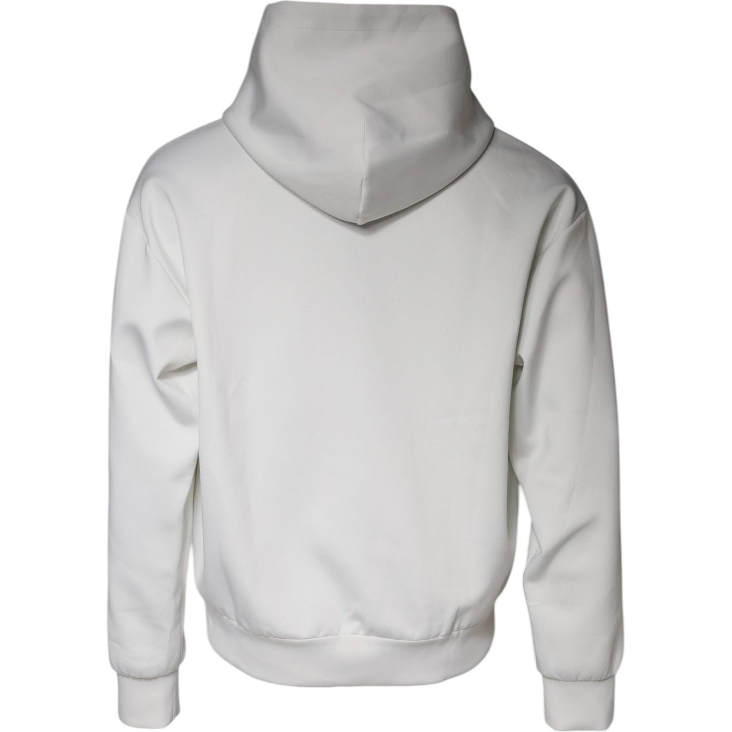 Dolce & Gabbana White D&G Logo Hooded Men Sweatshirt Sweater Dolce & Gabbana Light Gray