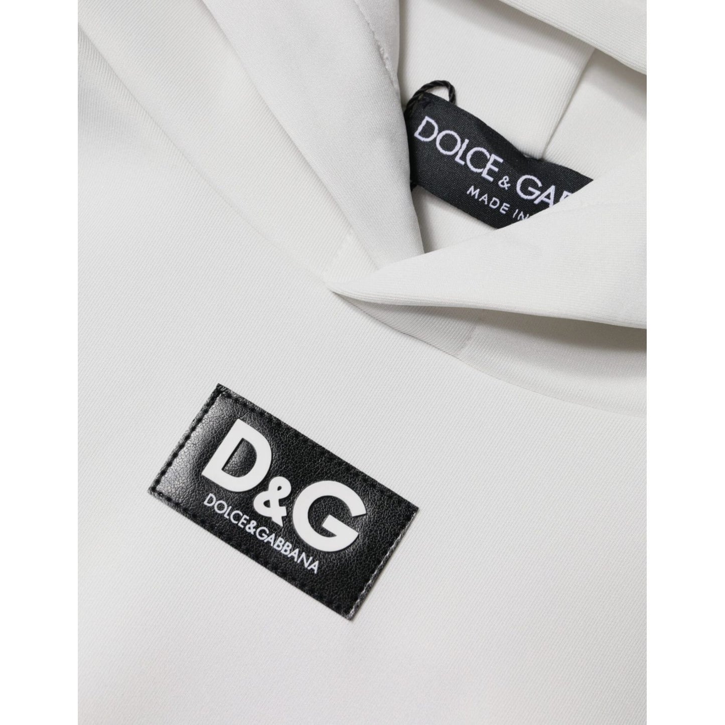 Dolce & Gabbana White D&G Logo Hooded Men Sweatshirt Sweater Dolce & Gabbana Light Gray