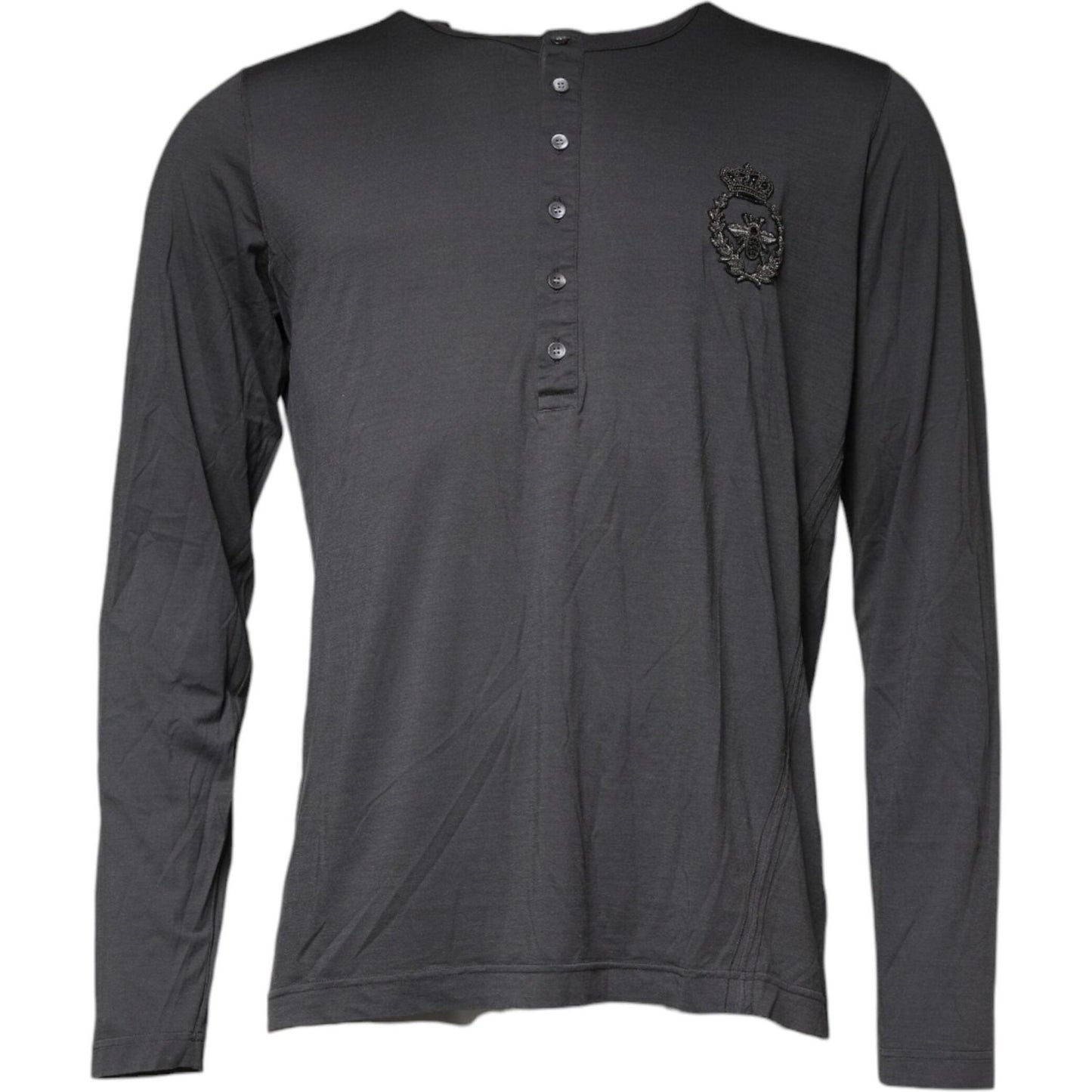 Dolce & Gabbana Gray Crown Bee Embroidery Pullover Sweater Dolce & Gabbana Dark Slate Gray