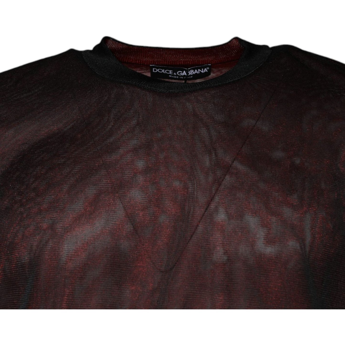 Dolce & Gabbana Maroon Polyester Crew Neck Pullover Sweater Dolce & Gabbana Black