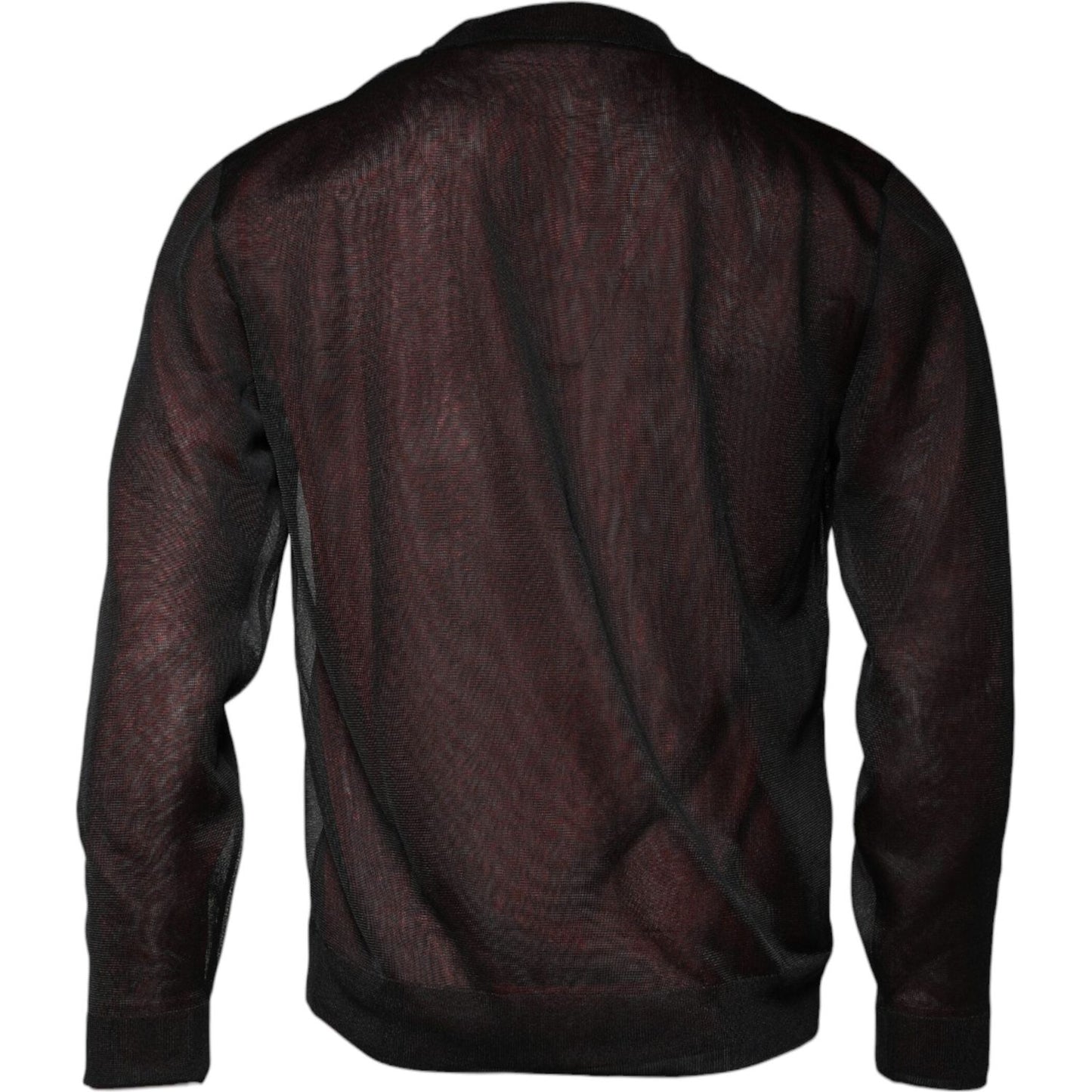 Dolce & Gabbana Maroon Polyester Crew Neck Pullover Sweater Dolce & Gabbana Black