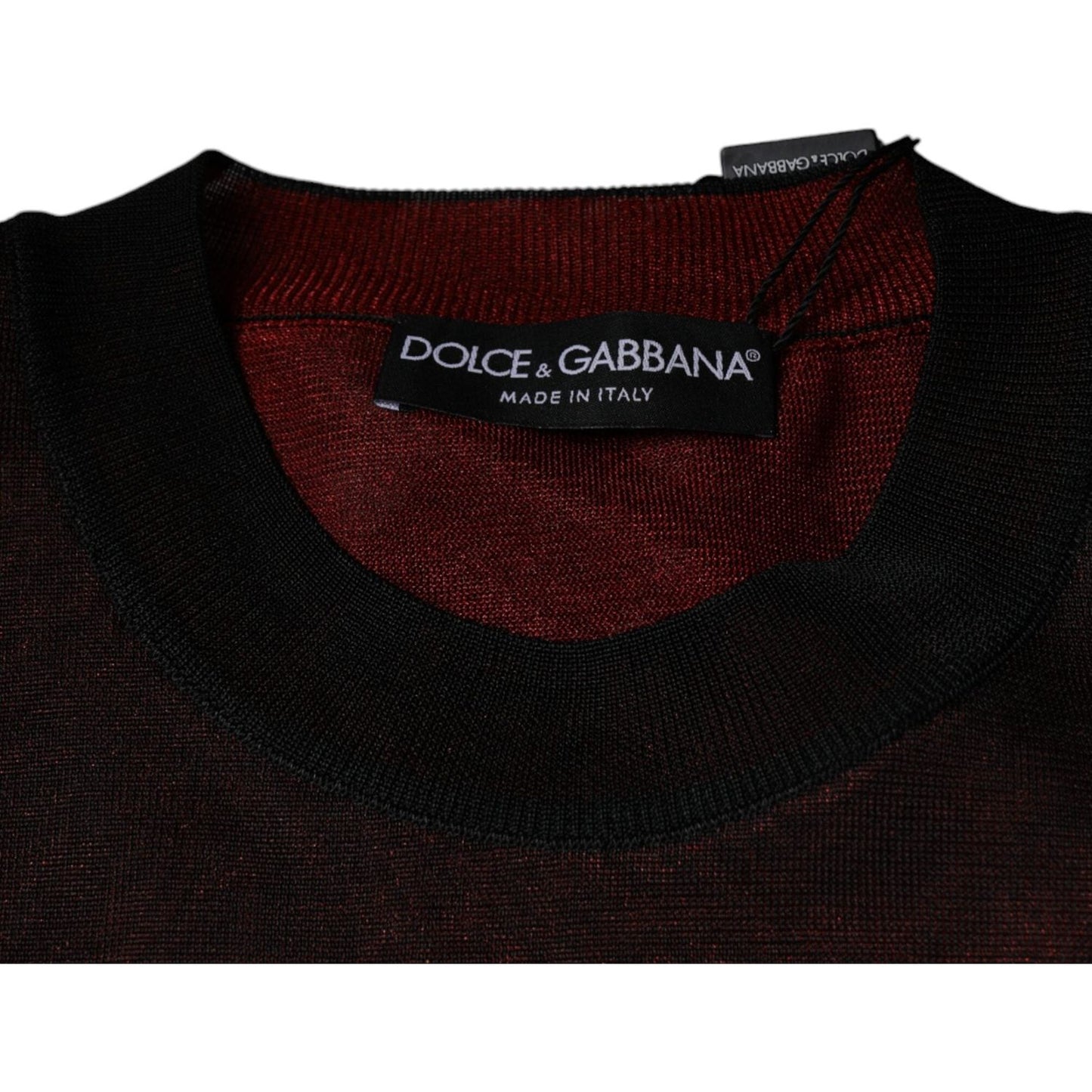 Dolce & Gabbana Maroon Polyester Crew Neck Pullover Sweater Dolce & Gabbana Black