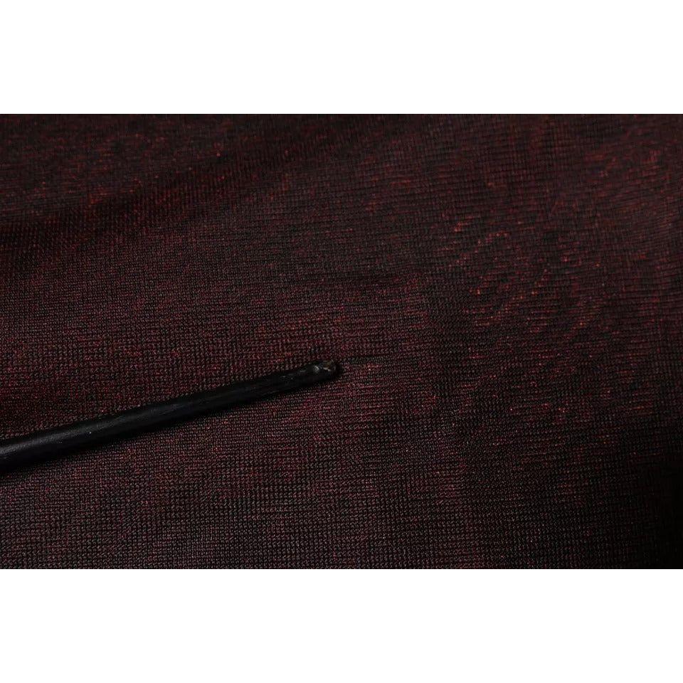 Dolce & Gabbana Maroon Polyester Crew Neck Pullover Sweater Dolce & Gabbana Black