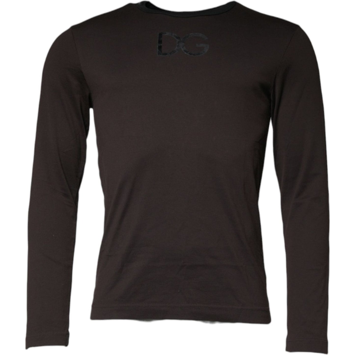 Dolce & Gabbana Brown Logo Cotton Crew Neck Pullover Sweater Dolce & Gabbana Dark Slate Gray