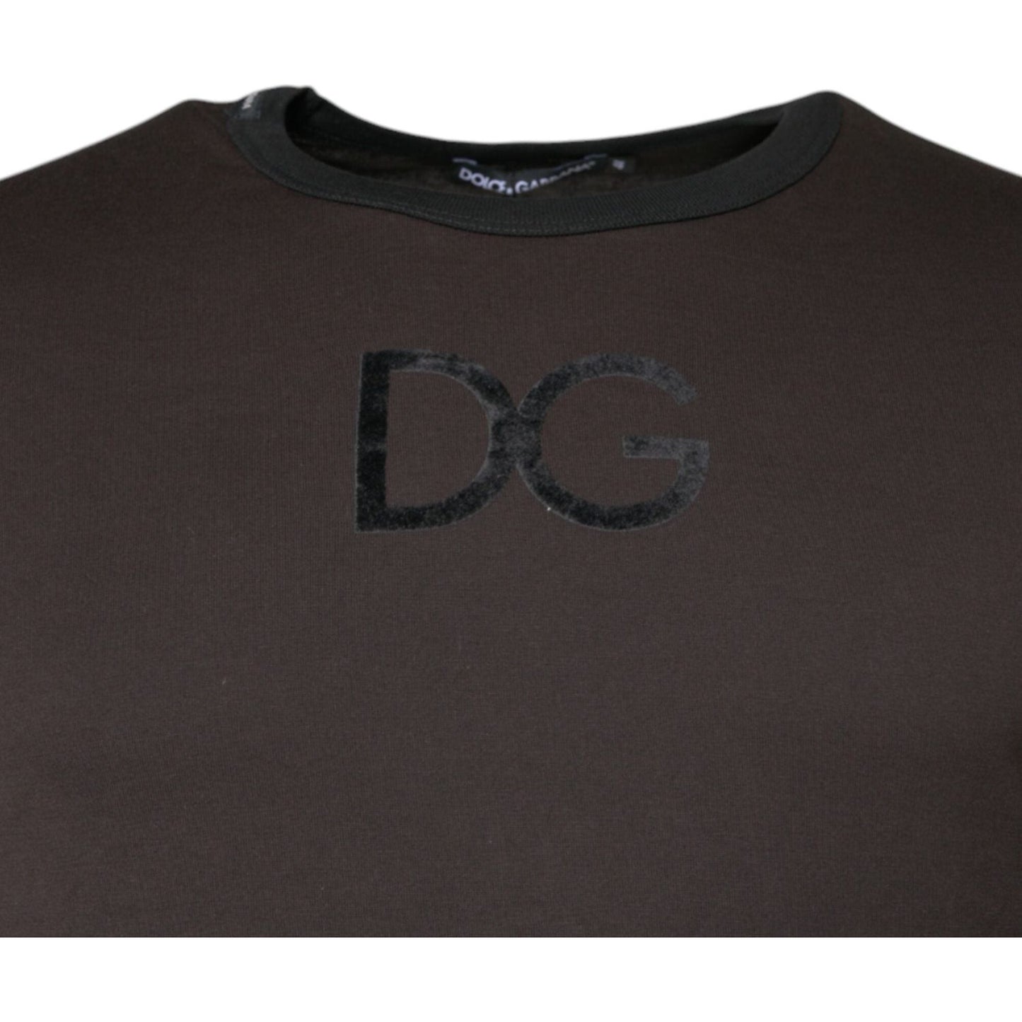 Dolce & Gabbana Brown Logo Cotton Crew Neck Pullover Sweater Dolce & Gabbana Dark Slate Gray