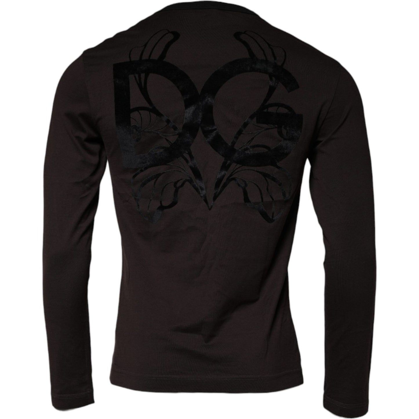 Dolce & Gabbana Brown Logo Cotton Crew Neck Pullover Sweater Dolce & Gabbana Black