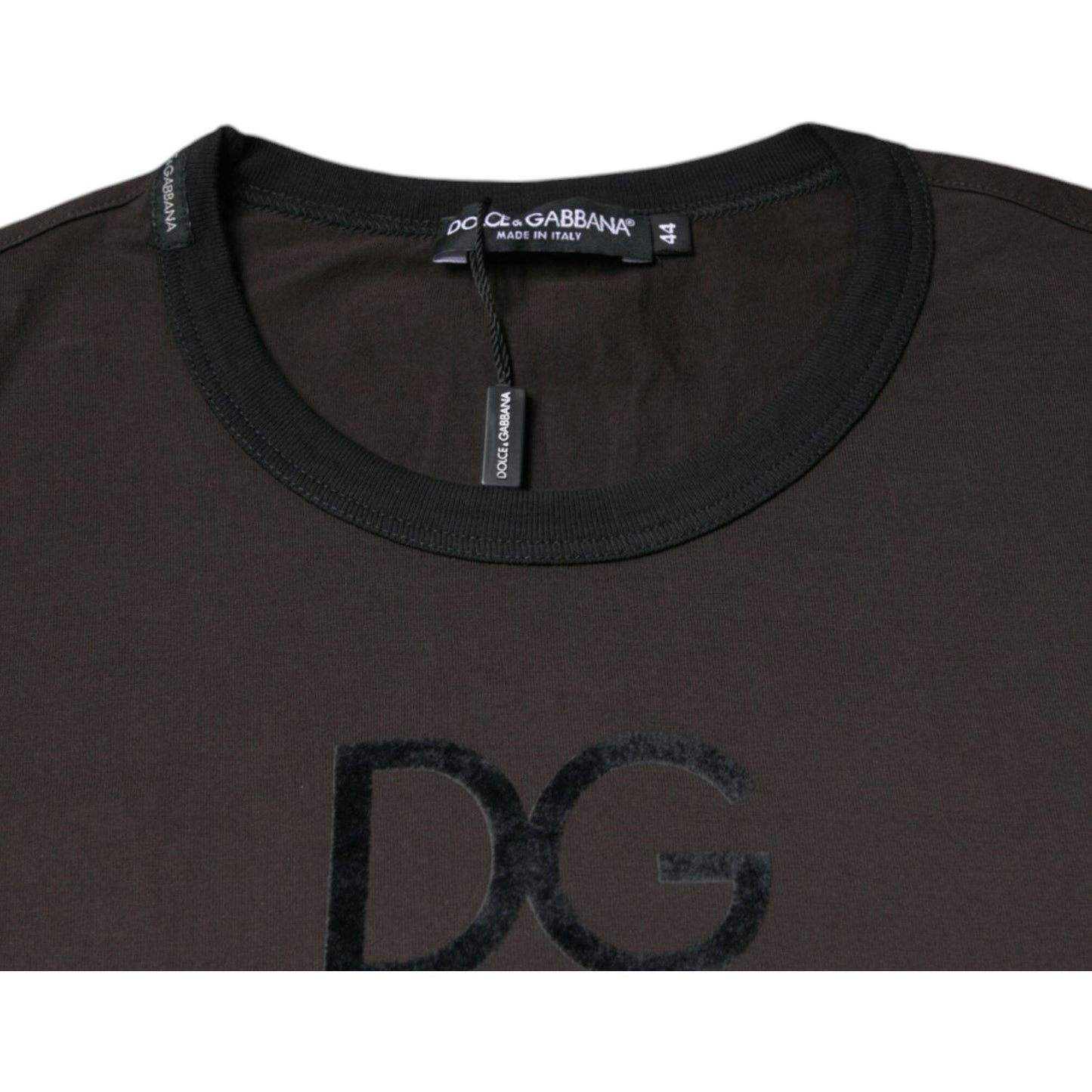 Dolce & Gabbana Brown Logo Cotton Crew Neck Pullover Sweater Dolce & Gabbana Dark Slate Gray