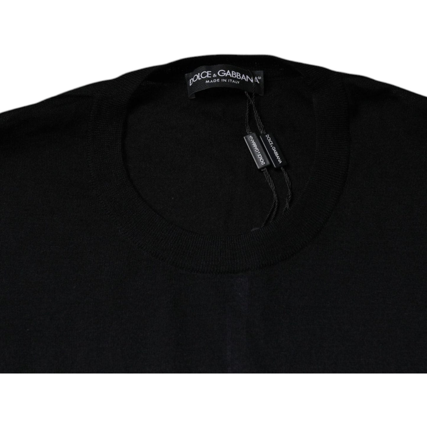 Dolce & Gabbana Black Cashmere Crew Neck Pullover Sweater Dolce & Gabbana Black
