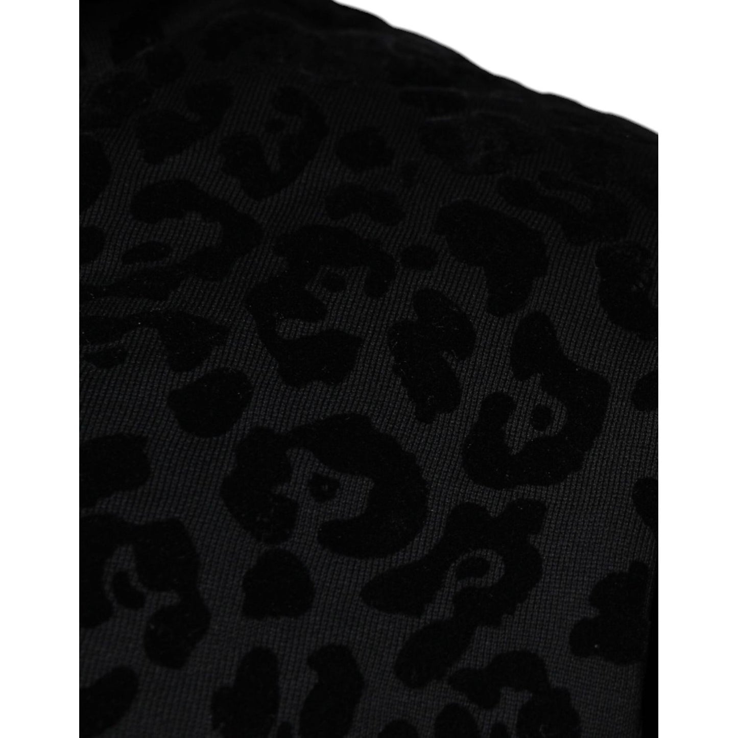 Dolce & Gabbana Black Leopard Cotton Hooded Full Zip Sweater Dolce & Gabbana Black