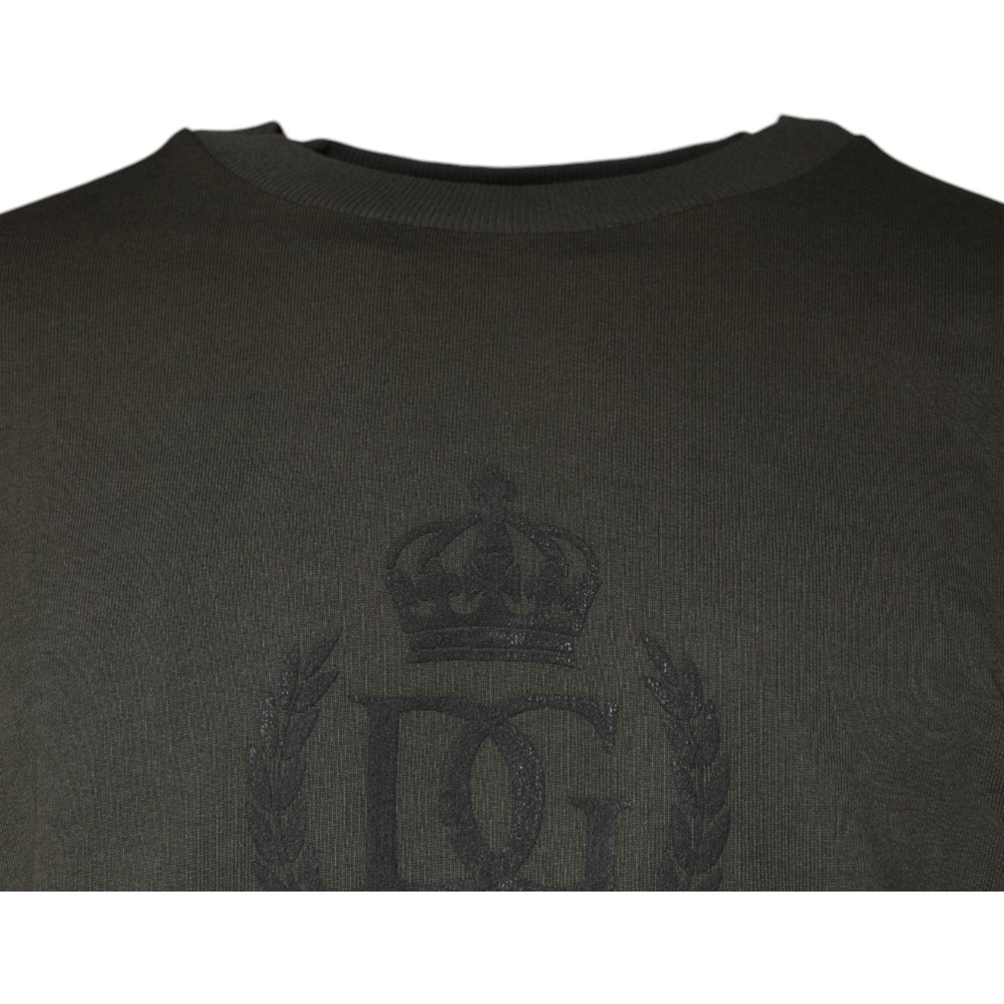 Dolce & Gabbana Army Green Crown Cotton Sweatshirt Sweater Dolce & Gabbana Dark Slate Gray