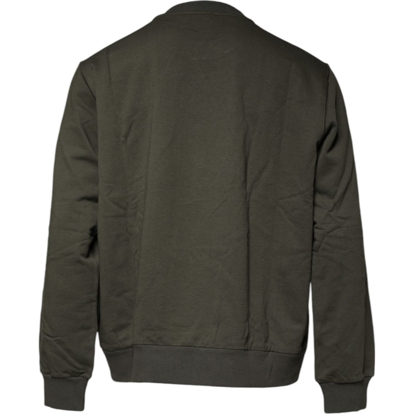 Dolce & Gabbana Army Green Crown Cotton Sweatshirt Sweater Dolce & Gabbana Dark Slate Gray