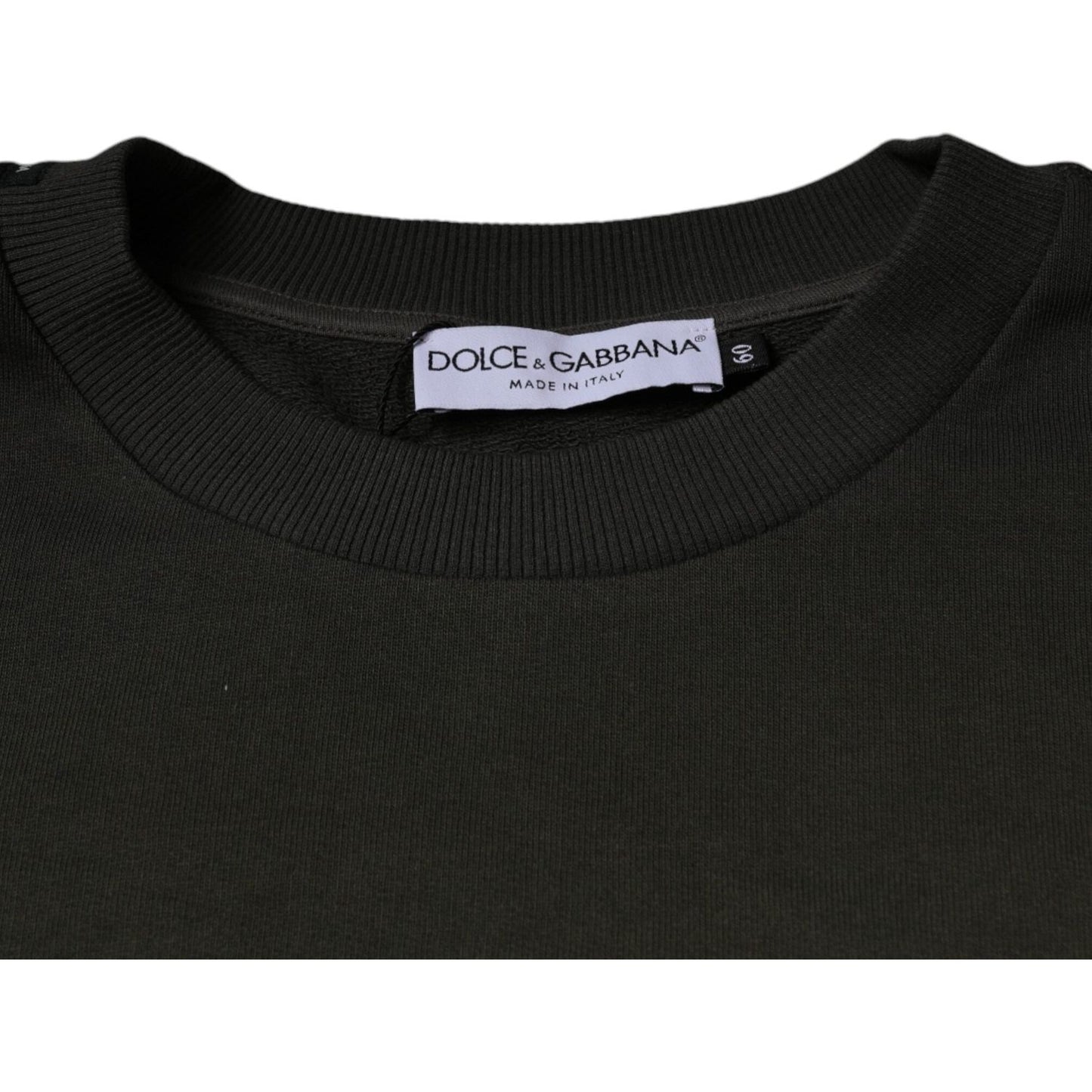 Dolce & Gabbana Army Green Crown Cotton Sweatshirt Sweater Dolce & Gabbana Black