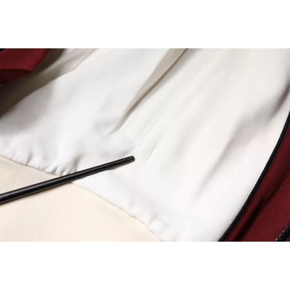 Dolce & Gabbana Red White Logo Full Zip Sweatshirt Sweater Dolce & Gabbana Beige
