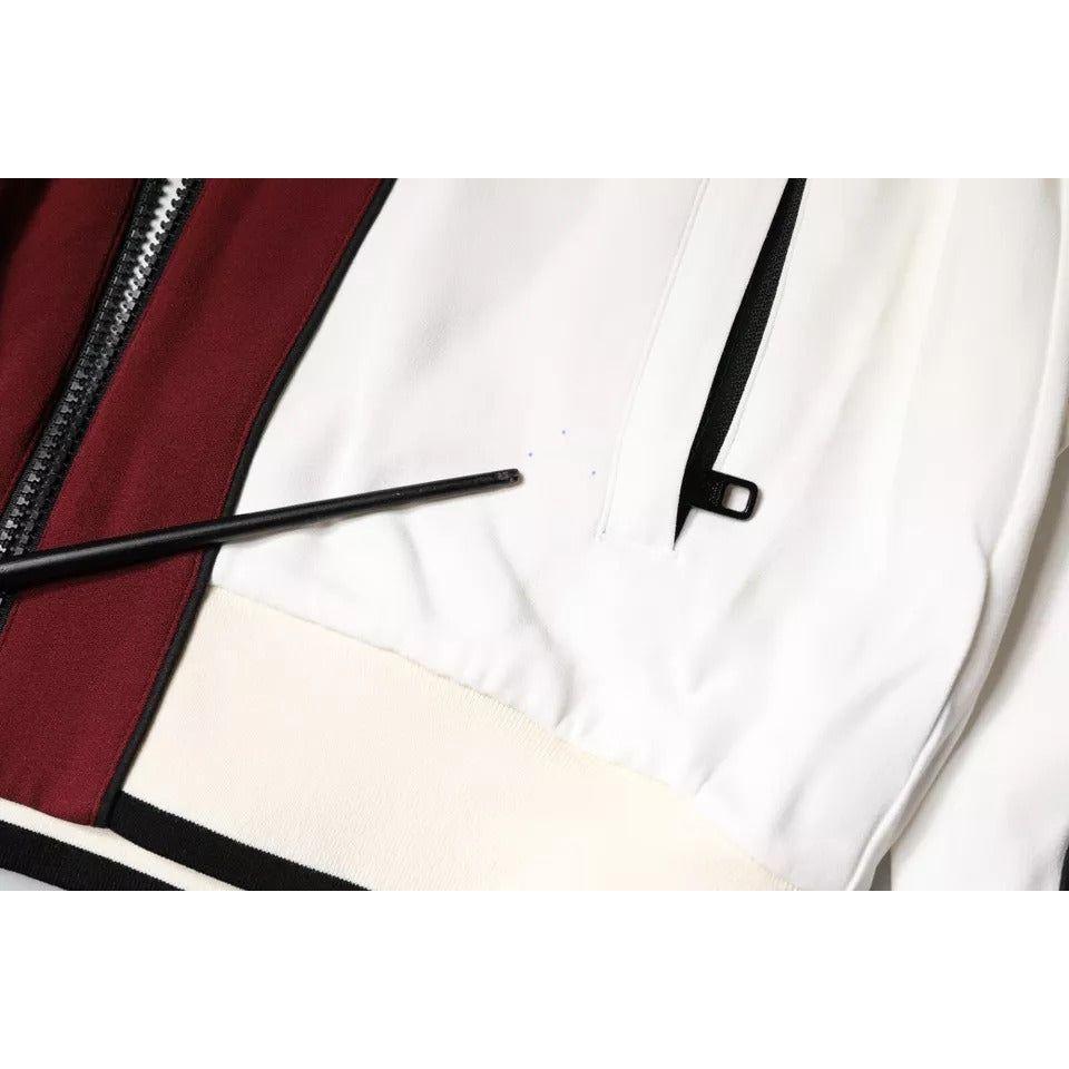 Dolce & Gabbana Red White Logo Full Zip Sweatshirt Sweater Dolce & Gabbana White Smoke
