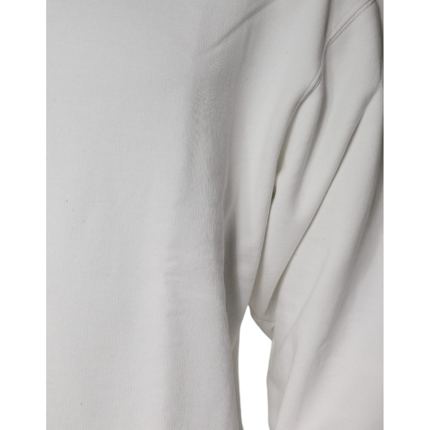 Dolce & Gabbana White Logo Cotton Crew Neck Pullover Sweater Dolce & Gabbana Gray