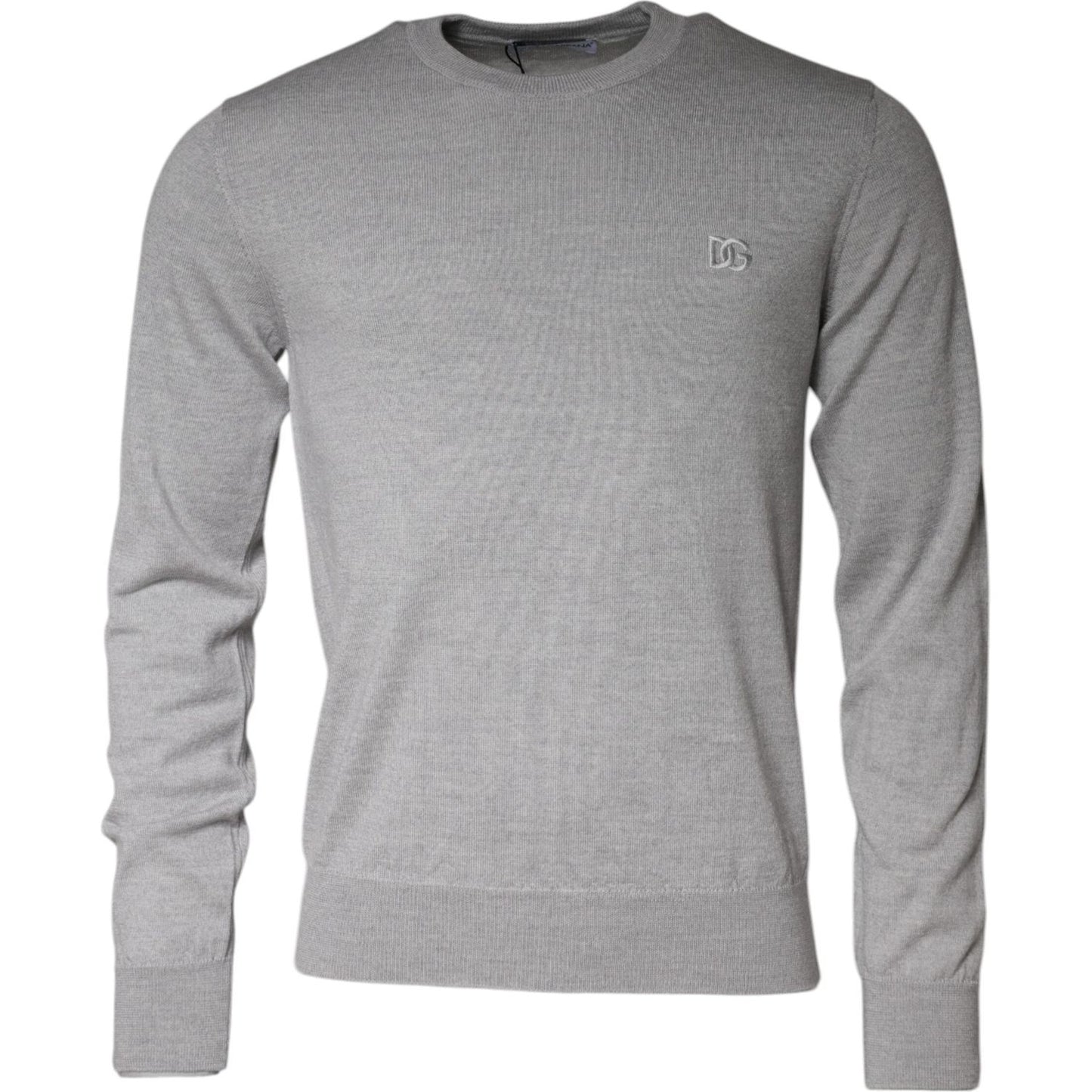 Dolce & Gabbana Light Gray Wool Crew Neck Pullover Sweater Dolce & Gabbana Dark Gray