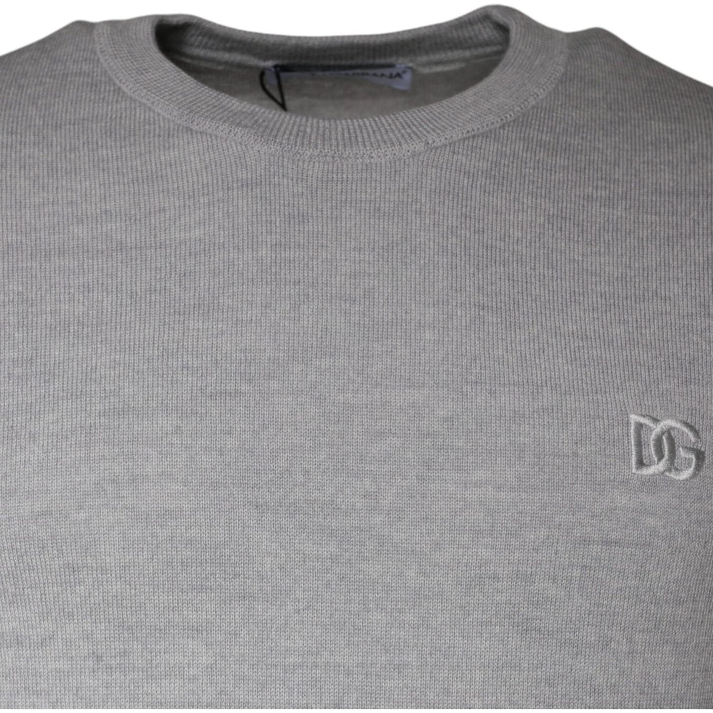 Dolce & Gabbana Light Gray Wool Crew Neck Pullover Sweater Dolce & Gabbana Light Slate Gray