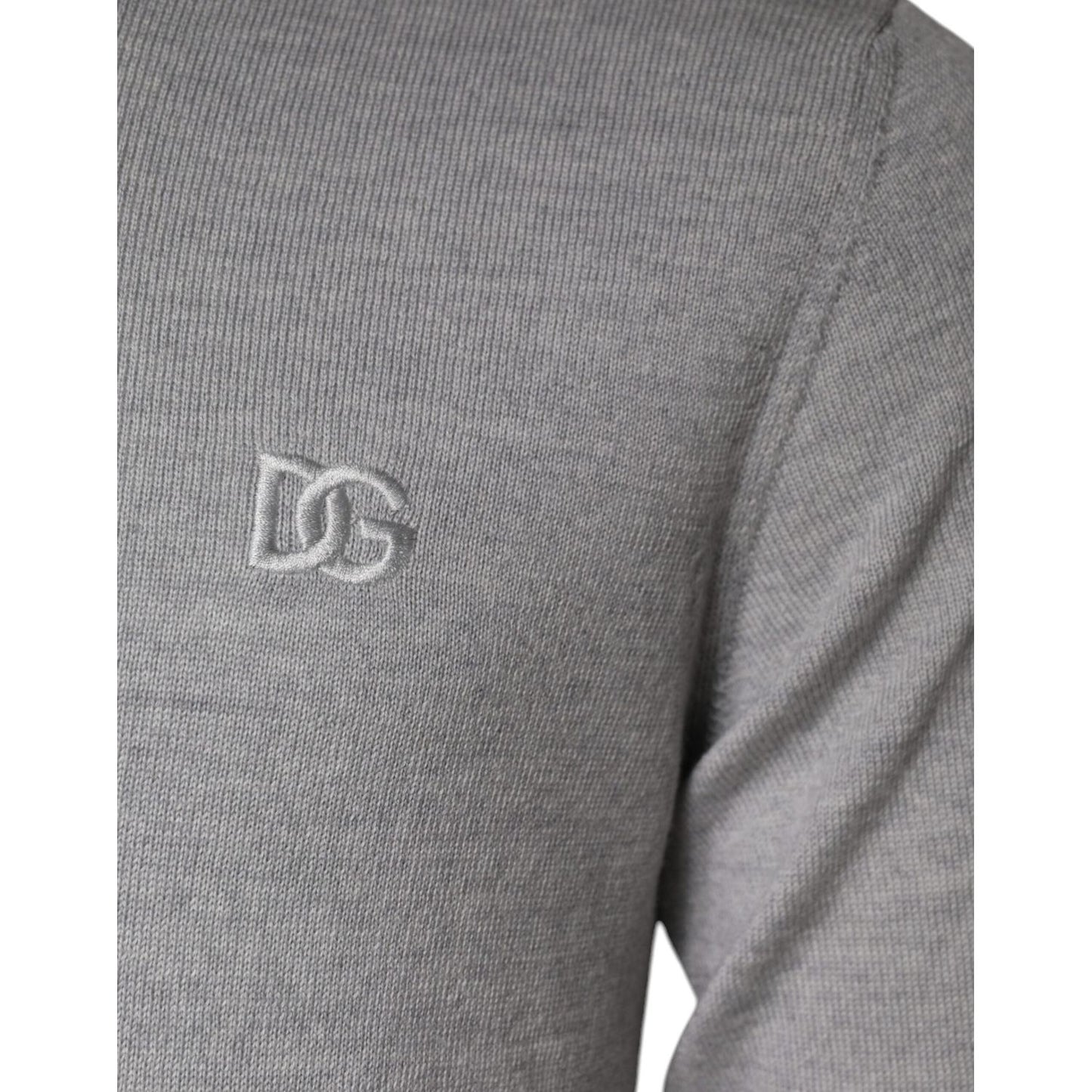 Dolce & Gabbana Light Gray Wool Crew Neck Pullover Sweater Dolce & Gabbana Slate Gray